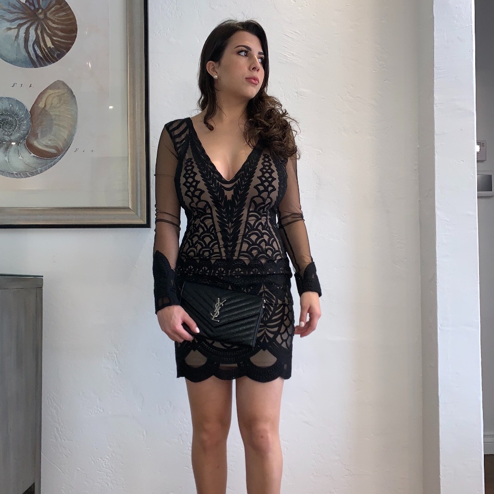 Studding mini evening dress